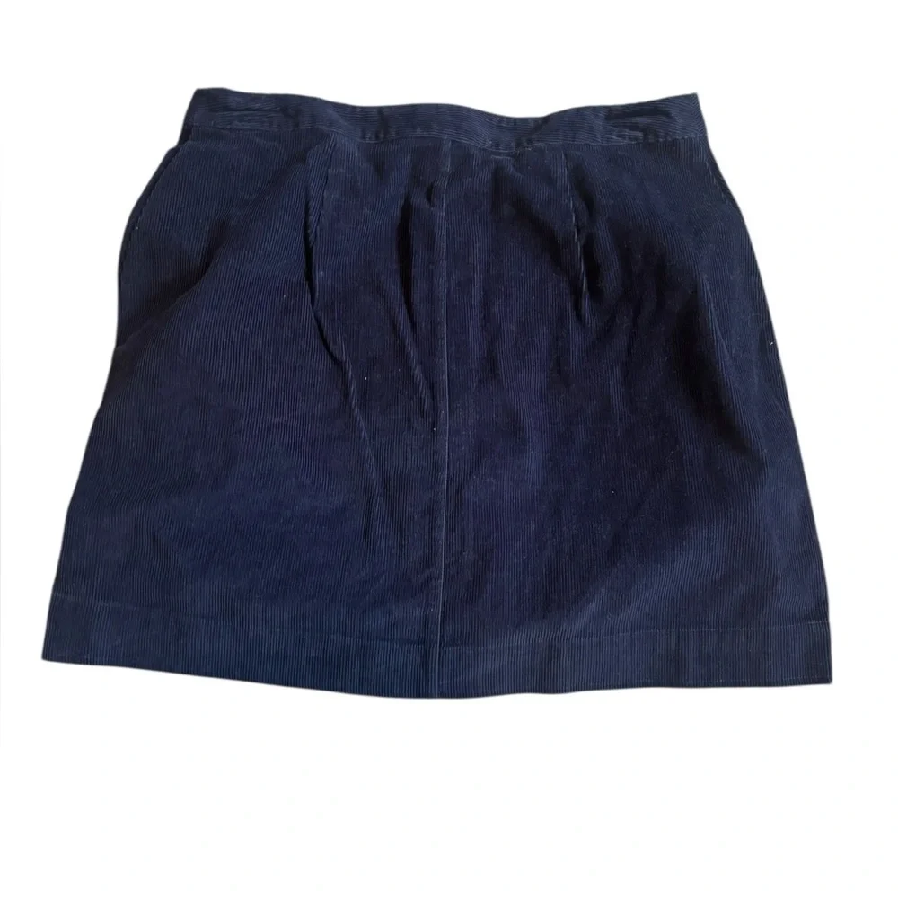 Old Navy Corduroy Button Front Mini Skirt Navy Blue Size 8 Brass Gold Buttons
